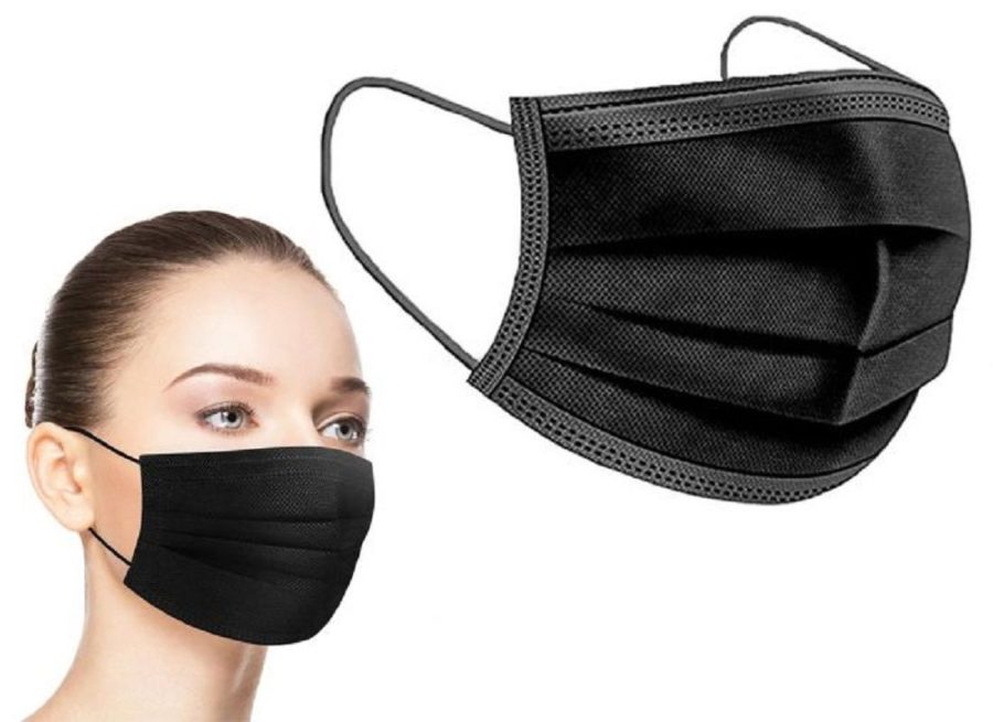 Surgical Protective Face Masks, 3-Ply - Black